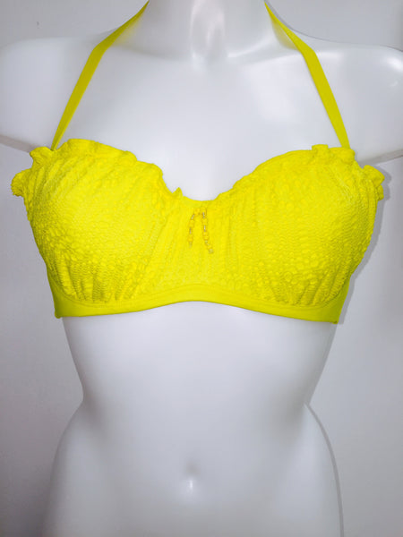La Beach Guipure - Bandeau bikini podprsenka žlutá