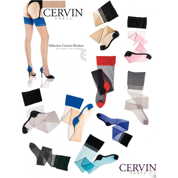 Cervin Paris Pravé nylonky se švem Cervin Paris Seduction Couture Bicolore 15 Dn