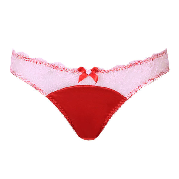 Marisela kalhotky  saténové/krajkové, valentýnská červená