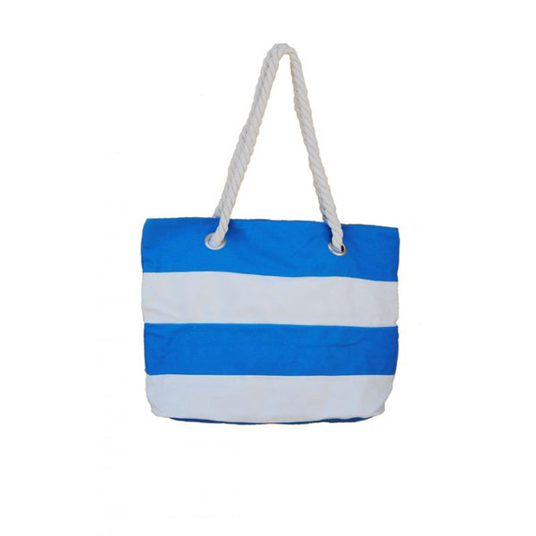 Le Comptoir De La Plage Cotton Bag Macao with stripes N°69 - assorted - plážová taška - modrá/bílá