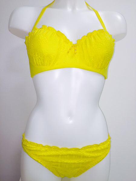 La Beach Guipure - klasické bikini kalhotky žlutá