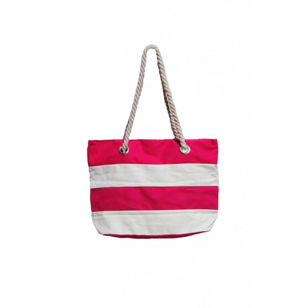 Le Comptoir De La Plage Cotton Bag - Macao with stripes N°69 - assorted - plážová taška - růžová/bílá